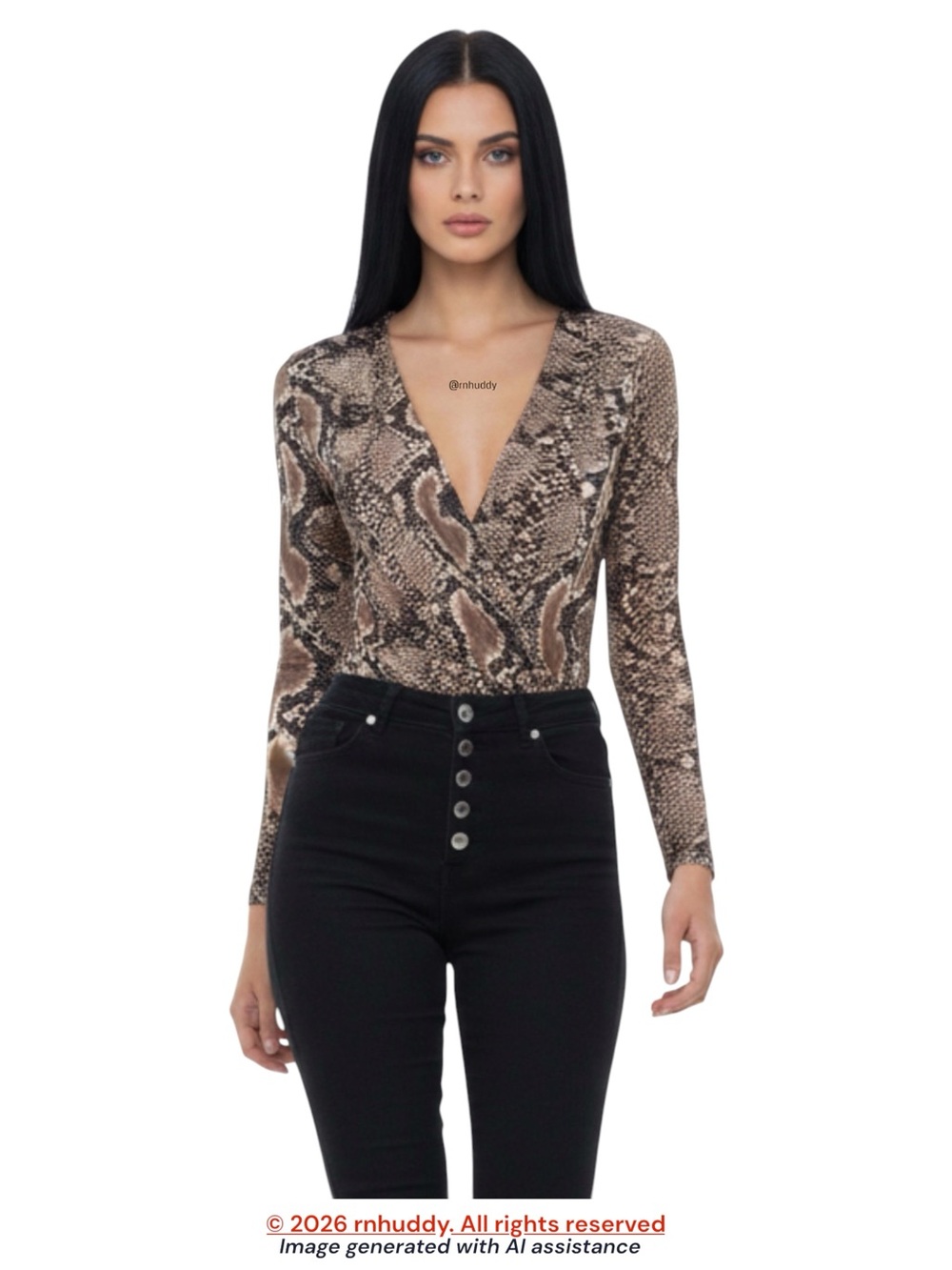 NWT Zara M snakeskin print plunging faux wrap bodysuit